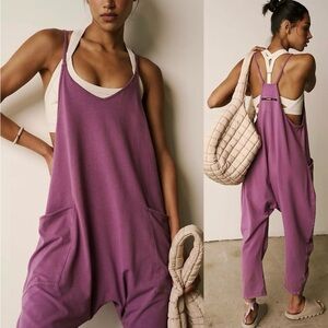 Free People Movement Hot Shot Onesie Women's Plum Jumpsuit Large EUC